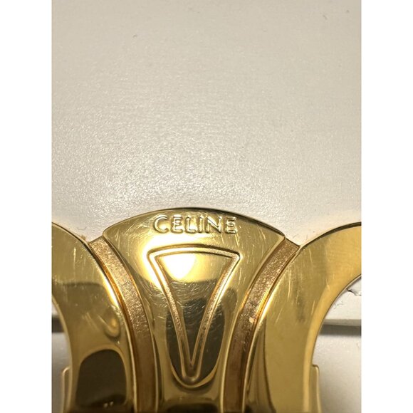 Celine Triomphe White Leather Shoulder Bag With Gold Hardware - Picture 7 of 16